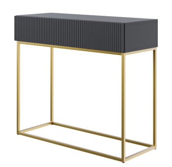 Veldio - Table console noire avec pieds dorés 90x32 cm