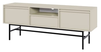 Evo - Meuble TV 2 portes avec tiroir et cadre grège 154x39 cm