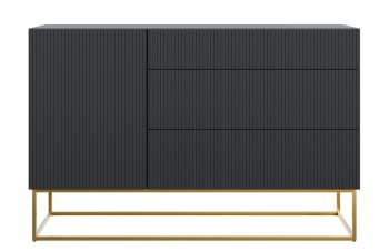 Veldio - Commode à une porte avec tiroirs noir 140x90 cm