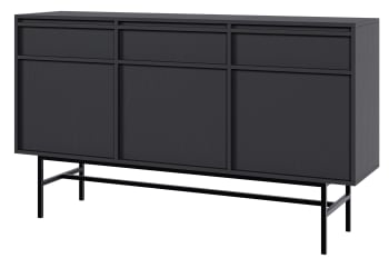 Evo - Buffet à trois portes avec tiroirs et cadre noir 154x39 cm
