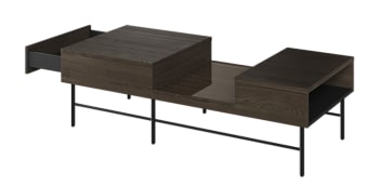 Piemonte - Table basse effet frêne noir 134x60 cm