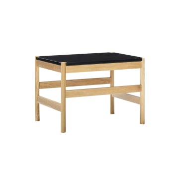 Raw - Table d'appoint en marbre, panneau de fibres et bois noir et naturel