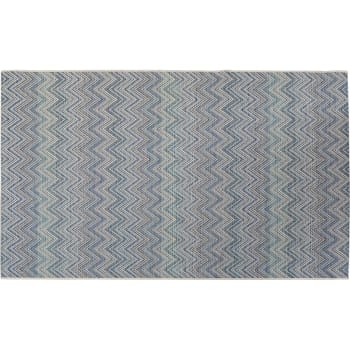 Zigzag - Tapis chevrons en polypropylène bleu et beige 330x230