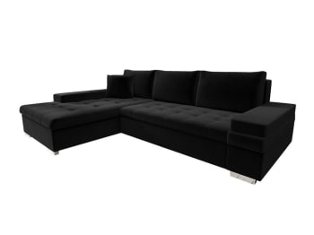 Comfivo 121 - Sofá rinconero negro 182x83x274cm