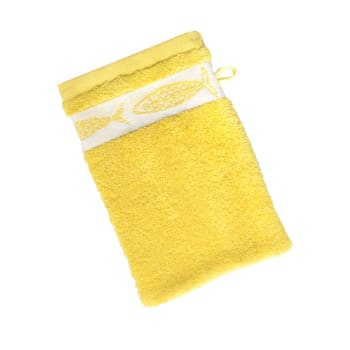 Sardinette - Lot de 2 gant de toilette 15x21 jaune mimosa en coton 450 g/m²