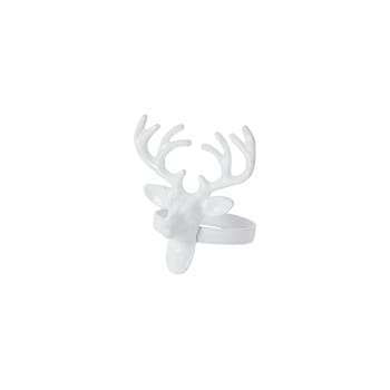 Rudolph - Set di 4 portatovaglioli in rame bianco con testa di cervo D5