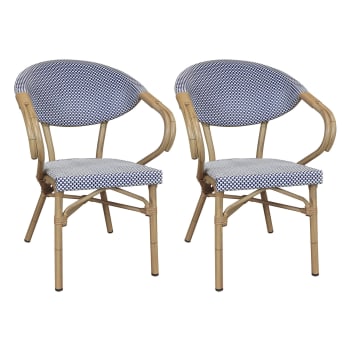 Amalfi - Lot de 2 fauteuils de table extérieur en textilène bleu