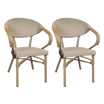 Amalfi - Lot de 2 fauteuils de table extérieur en textilène beige