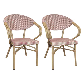 Amalfi - Lot de 2 fauteuils de table extérieur en textilène rouge