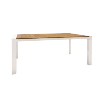 Bari - Table d'extérieure en polywood et aluminium blanc 180cm