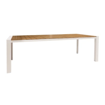 Bari - Table d'extérieur en polywood et aluminium blanc 230cm