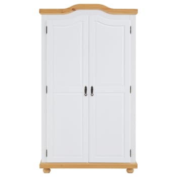 München - Garderobenschrank mit 2 Türen aus Kiefer, weiß/braun