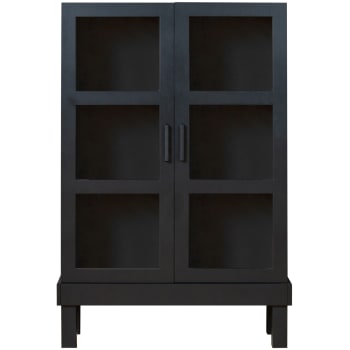 Bonk - Vitrine 2 portes et 3 étagères en pin noir