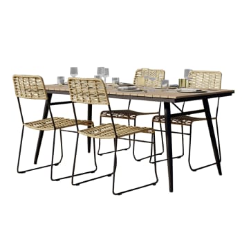 Alba - Ensemble table en bois d'acacia FSC et 4 chaises de jardin