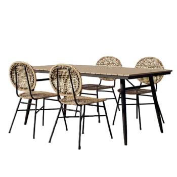 Alba - Ensemble table en bois d'acacia FSC et 4 chaises de jardin