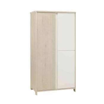 Sacha - Armoire 3 portes sacha en bois imitation chêne clair et blanc 57cm