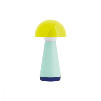 Lampe de table jaune et bleu H18cm