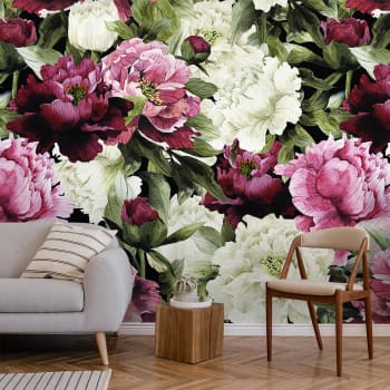 Papier peint panoramique fleurs pivoines 364x270cm