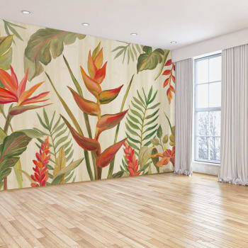 Papier peint panoramique feuilles fleurs du paradis 364x270cm
