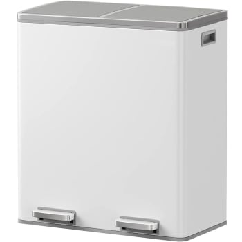 Major - Poubelle de tri sélectif Acier inoxydable Blanc 60 L