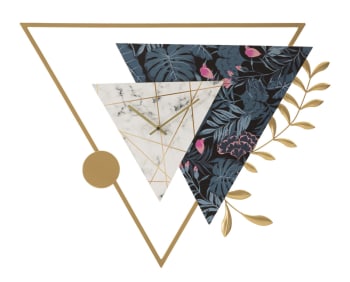 Triangle - Orologio da parete in metallo e legno multicolore cm 75x4,5x59