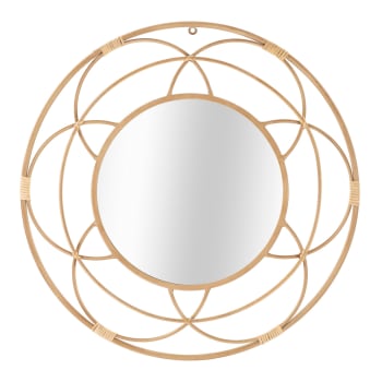 NICCY Specchio rotondo a parete da 32 pollici con cornice in metallo smussato a 45° per bagno, vanità, soggiorno, camera da letto, decorazione da parete d'ingresso, oro