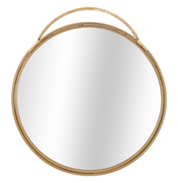 Panama - Specchio rotondo da parete in metallo marrone cm 80x4x88