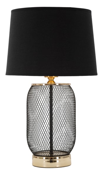 Chaine - Lampada da tavolo in metallo nera Ø cm 28x47