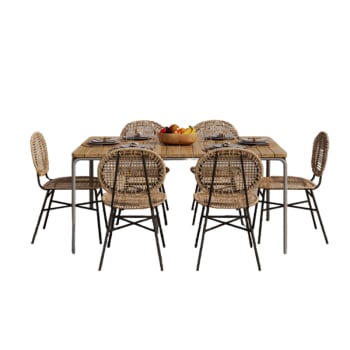 Asti - Ensemble table en bois d'acacia FSC 160 cm et 6 chaises naturelles
