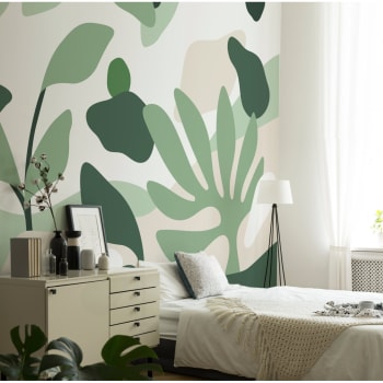 Papier peint panoramique botanique vert 150x250cm