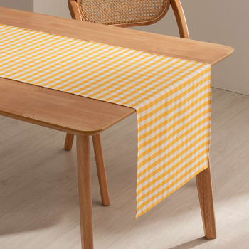 Vichy - Camino de mesa algodón tacto tela impermeable amarillo 45x170 cm