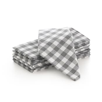 Vichy - Lote de  6 servilletas tela algodón gris 45x45 cm