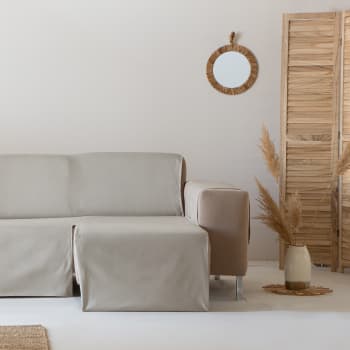 Alicante - Funda cubre chaise longue práctica algodón beige derecho 200 cm