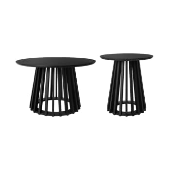 Clara - Set de 2 tables basses rondes noires D40cm et D60cm