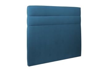 Tete de lit Lignes Velours Bleu ocean 150x120