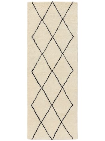 Berber - Tapis de couloir en laine crème 80x250