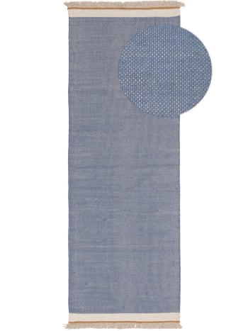 KARLA - Tapis de couloir en laine bleu 80x250
