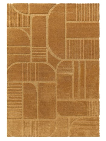 Tapis moderne motif tribal jaune et gris