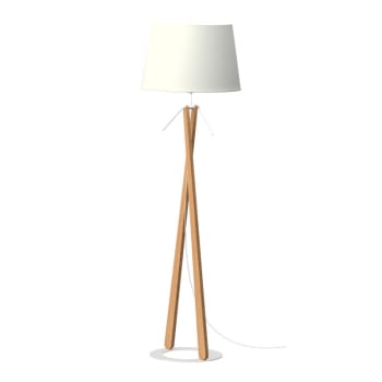 Zazou ls - Lampadaire design en bois blanc