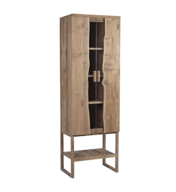 Atlanta - Vitrine en bois et verre beige H 185 cm