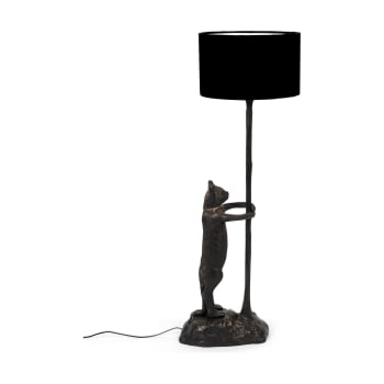 Lampe De Table Avec Chien Et Abat-jour Rouge - Originale - Neuve