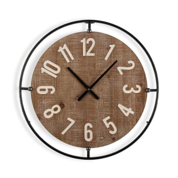 Vincent - Reloj de pared estilo vintage en madera aglomerada marrón y negro
