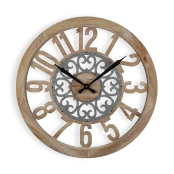 Linton - Reloj de pared estilo vintage en madera aglomerada marrón