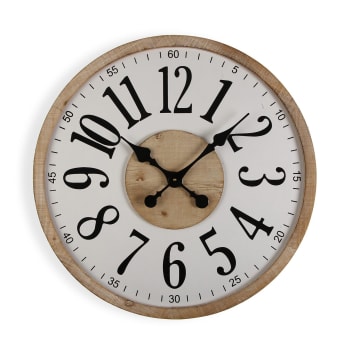 Eriline - Reloj de pared estilo vintage en madera aglomerada blanco y negro