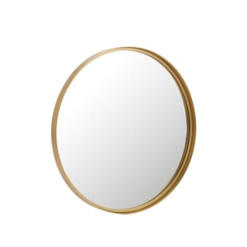 Tiara - Miroir rond 60cm contour métal doré