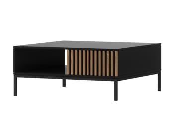 Savanna - Table basse style contemporain 80 cm noir / bois