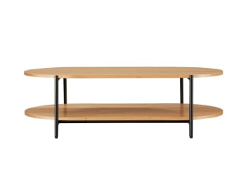 Brodie - Table basse avec finition chêne et pieds métal noirs - 115x60 cm