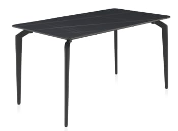 Table en céramique noire avec pieds en métal noir 140x81