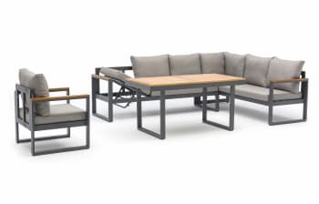 Yonaha - Ensemble repas de jardin 7 places en aluminium