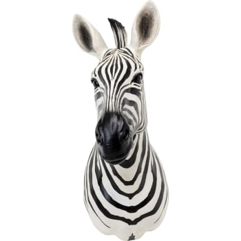 Zebra - Déco murale tête de zèbre en résine noire et blanche